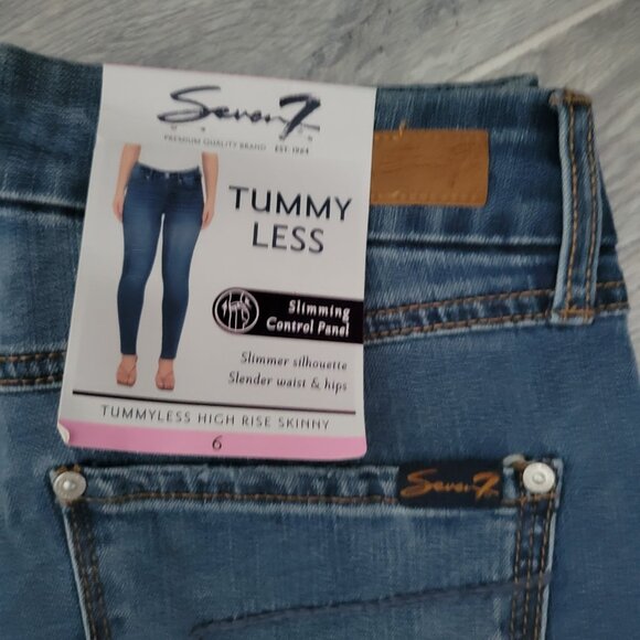 Seven7 Jeans Women's 6 Blue Denim Tummy Slimming Straight Leg Pants NWT - Picture 2 of 6